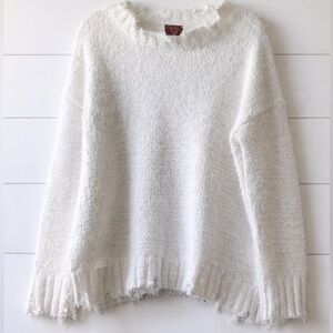 POL Distressed Sweater Cream Boho CottageCore Anthro Style GORGEOUS Size S/M